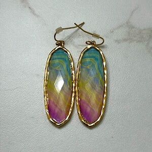 Impressions Gold Rainbow Ombré Statement Dangle Earrings